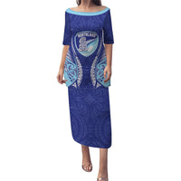 Northland 2026 Rugby Custom Puletasi NZ Maori Silver Fern LT14 Long Dress Blue - Polynesian Pride