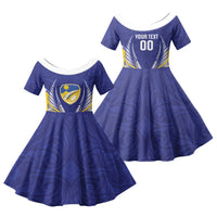 Otago 2026 Rugby Custom Family Matching Long Sleeve Bodycon Dress and Hawaiian Shirt NZ Maori Silver Fern LT14 Daughter's Dress Blue - Polynesian Pride