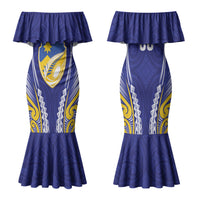 Otago 2026 Rugby Custom Family Matching Mermaid Dress and Hawaiian Shirt NZ Maori Silver Fern LT14 Mom's Dress Blue - Polynesian Pride