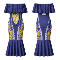 Otago 2026 Rugby Custom Family Matching Mermaid Dress and Hawaiian Shirt NZ Maori Silver Fern LT14 Mom's Dress Blue - Polynesian Pride
