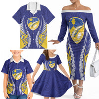 Otago 2026 Rugby Custom Family Matching Off The Shoulder Long Sleeve Dress and Hawaiian Shirt NZ Maori Silver Fern LT14 - Polynesian Pride