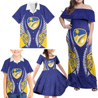 Otago 2026 Rugby Custom Family Matching Off Shoulder Maxi Dress and Hawaiian Shirt NZ Maori Silver Fern