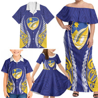 Otago 2026 Rugby Custom Family Matching Off Shoulder Maxi Dress and Hawaiian Shirt NZ Maori Silver Fern LT14 - Polynesian Pride