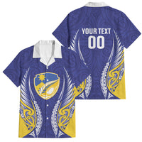 Otago 2026 Rugby Custom Family Matching Off Shoulder Short Dress and Hawaiian Shirt NZ Maori Silver Fern LT14 Dad's Shirt - Short Sleeve Blue - Polynesian Pride