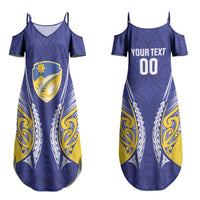 Otago 2026 Rugby Custom Family Matching Summer Maxi Dress and Hawaiian Shirt NZ Maori Silver Fern LT14 Mom's Dress Blue - Polynesian Pride