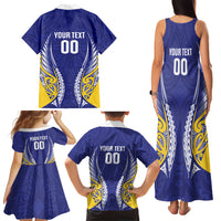Otago 2026 Rugby Custom Family Matching Tank Maxi Dress and Hawaiian Shirt NZ Maori Silver Fern LT14 Mom's Dress Blue - Polynesian Pride