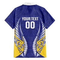 Otago 2026 Rugby Custom Family Matching Tank Maxi Dress and Hawaiian Shirt NZ Maori Silver Fern LT14 Dad's Shirt - Long Sleeve Blue - Polynesian Pride
