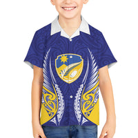 Otago 2026 Rugby Custom Kid Hawaiian Shirt NZ Maori Silver Fern LT14 Kid Blue - Polynesian Pride