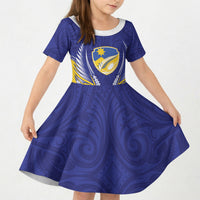 Otago 2026 Rugby Custom Kid Short Sleeve Dress NZ Maori Silver Fern LT14 KID Blue - Polynesian Pride