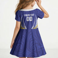 Otago 2026 Rugby Custom Kid Short Sleeve Dress NZ Maori Silver Fern LT14 - Polynesian Pride