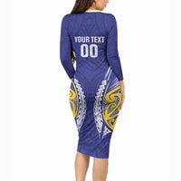 Otago 2026 Rugby Custom Long Sleeve Bodycon Dress NZ Maori Silver Fern LT14 - Polynesian Pride
