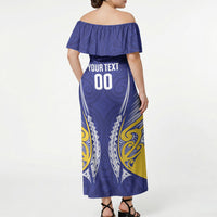 Otago 2026 Rugby Custom Off Shoulder Maxi Dress NZ Maori Silver Fern LT14 - Polynesian Pride