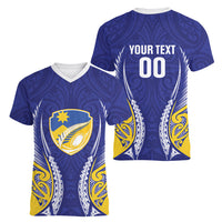 Otago 2026 Rugby Custom Women V-Neck T-Shirt NZ Maori Silver Fern