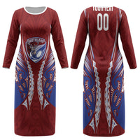 Southland 2026 Rugby Custom Family Matching Long Sleeve Bodycon Dress and Hawaiian Shirt NZ Maori Silver Fern LT14 Mom's Dress Maroon - Polynesian Pride