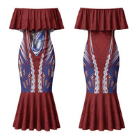 Southland 2026 Rugby Custom Family Matching Mermaid Dress and Hawaiian Shirt NZ Maori Silver Fern LT14 Mom's Dress Maroon - Polynesian Pride