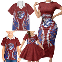 Southland 2026 Rugby Custom Family Matching Short Sleeve Bodycon Dress and Hawaiian Shirt NZ Maori Silver Fern LT14 - Polynesian Pride