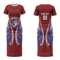 Southland 2026 Rugby Custom Family Matching Short Sleeve Bodycon Dress and Hawaiian Shirt NZ Maori Silver Fern LT14 Mom's Dress Maroon - Polynesian Pride