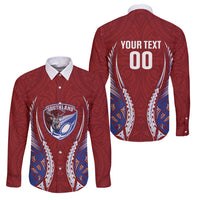 Southland 2026 Rugby Custom Family Matching Tank Maxi Dress and Hawaiian Shirt NZ Maori Silver Fern LT14 Dad's Shirt - Long Sleeve Maroon - Polynesian Pride