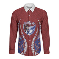 Southland 2026 Rugby Custom Long Sleeve Button Shirt NZ Maori Silver Fern LT14 Unisex Maroon - Polynesian Pride