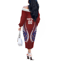 Southland 2026 Rugby Custom Off The Shoulder Long Sleeve Dress NZ Maori Silver Fern LT14 - Polynesian Pride