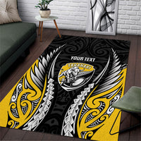 Taranaki 2026 Rugby Custom Area Rug NZ Maori Silver Fern