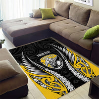 Taranaki 2026 Rugby Custom Area Rug NZ Maori Silver Fern