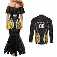 Taranaki 2026 Rugby Custom Couples Matching Mermaid Dress and Long Sleeve Button Shirt NZ Maori Silver Fern