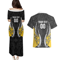 Taranaki 2026 Rugby Custom Couples Matching Puletasi and Hawaiian Shirt NZ Maori Silver Fern