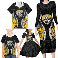 Taranaki 2026 Rugby Custom Family Matching Long Sleeve Bodycon Dress and Hawaiian Shirt NZ Maori Silver Fern