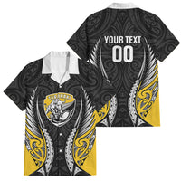 Taranaki 2026 Rugby Custom Family Matching Mermaid Dress and Hawaiian Shirt NZ Maori Silver Fern LT14 Dad's Shirt - Short Sleeve Black - Polynesian Pride