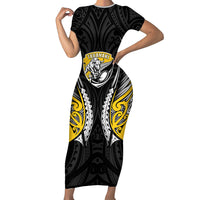 Taranaki 2026 Rugby Custom Family Matching Short Sleeve Bodycon Dress and Hawaiian Shirt NZ Maori Silver Fern