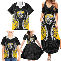 Taranaki 2026 Rugby Custom Family Matching Summer Maxi Dress and Hawaiian Shirt NZ Maori Silver Fern