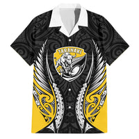 Taranaki 2026 Rugby Custom Family Matching Tank Maxi Dress and Hawaiian Shirt NZ Maori Silver Fern LT14 Dad's Shirt - Short Sleeve Black - Polynesian Pride