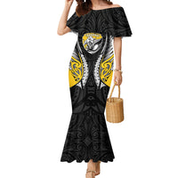 Taranaki 2026 Rugby Custom Mermaid Dress NZ Maori Silver Fern LT14 Women Black - Polynesian Pride