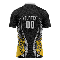 Taranaki 2026 Rugby Custom Zipper Polo Shirt NZ Maori Silver Fern LT14 - Polynesian Pride