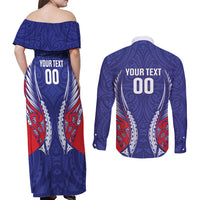 Tasman Bay 2026 Rugby Custom Couples Matching Off Shoulder Maxi Dress and Long Sleeve Button Shirt NZ Maori Silver Fern