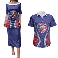 Tasman Bay 2026 Rugby Custom Couples Matching Puletasi and Hawaiian Shirt NZ Maori Silver Fern LT14 Blue - Polynesian Pride