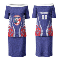 Tasman Bay 2026 Rugby Custom Couples Matching Puletasi and Long Sleeve Button Shirt NZ Maori Silver Fern LT14 - Polynesian Pride