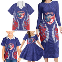 Tasman Bay 2026 Rugby Custom Family Matching Long Sleeve Bodycon Dress and Hawaiian Shirt NZ Maori Silver Fern LT14 - Polynesian Pride