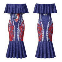 Tasman Bay 2026 Rugby Custom Family Matching Mermaid Dress and Hawaiian Shirt NZ Maori Silver Fern LT14 Mom's Dress Blue - Polynesian Pride