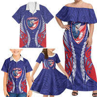 Tasman Bay 2026 Rugby Custom Family Matching Off Shoulder Maxi Dress and Hawaiian Shirt NZ Maori Silver Fern LT14 - Polynesian Pride