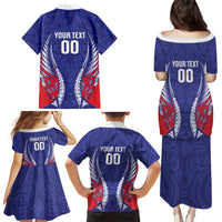 Tasman Bay 2026 Rugby Custom Family Matching Puletasi and Hawaiian Shirt NZ Maori Silver Fern LT14 Mom's Dress Blue - Polynesian Pride