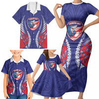 Tasman Bay 2026 Rugby Custom Family Matching Short Sleeve Bodycon Dress and Hawaiian Shirt NZ Maori Silver Fern LT14 - Polynesian Pride