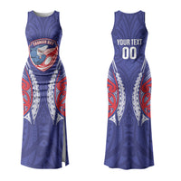 Tasman Bay 2026 Rugby Custom Family Matching Tank Maxi Dress and Hawaiian Shirt NZ Maori Silver Fern LT14 Mom's Dress Blue - Polynesian Pride