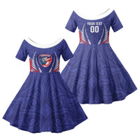 Tasman Bay 2026 Rugby Custom Family Matching Tank Maxi Dress and Hawaiian Shirt NZ Maori Silver Fern LT14 Daughter's Dress Blue - Polynesian Pride