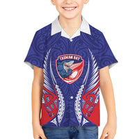 Tasman Bay 2026 Rugby Custom Kid Hawaiian Shirt NZ Maori Silver Fern LT14 Kid Blue - Polynesian Pride