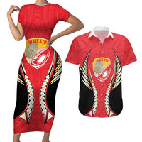 Waikato 2026 Rugby Custom Couples Matching Short Sleeve Bodycon Dress and Hawaiian Shirt NZ Maori Silver Fern