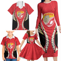 Waikato 2026 Rugby Custom Family Matching Long Sleeve Bodycon Dress and Hawaiian Shirt NZ Maori Silver Fern LT14 - Polynesian Pride