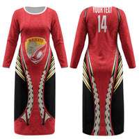 Waikato 2026 Rugby Custom Family Matching Long Sleeve Bodycon Dress and Hawaiian Shirt NZ Maori Silver Fern LT14 Mom's Dress Red - Polynesian Pride