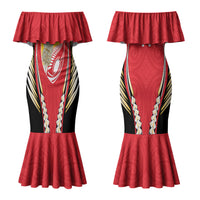 Waikato 2026 Rugby Custom Family Matching Mermaid Dress and Hawaiian Shirt NZ Maori Silver Fern LT14 Mom's Dress Red - Polynesian Pride